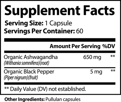 Ashwagandha+Black Pepper W/ 15% withanolides