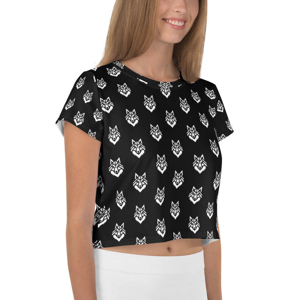 White Wolf All-Over Print Crop Tee