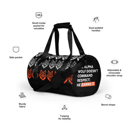 The Wolf Pack Alpha Male Top Predator Wolf gym bag