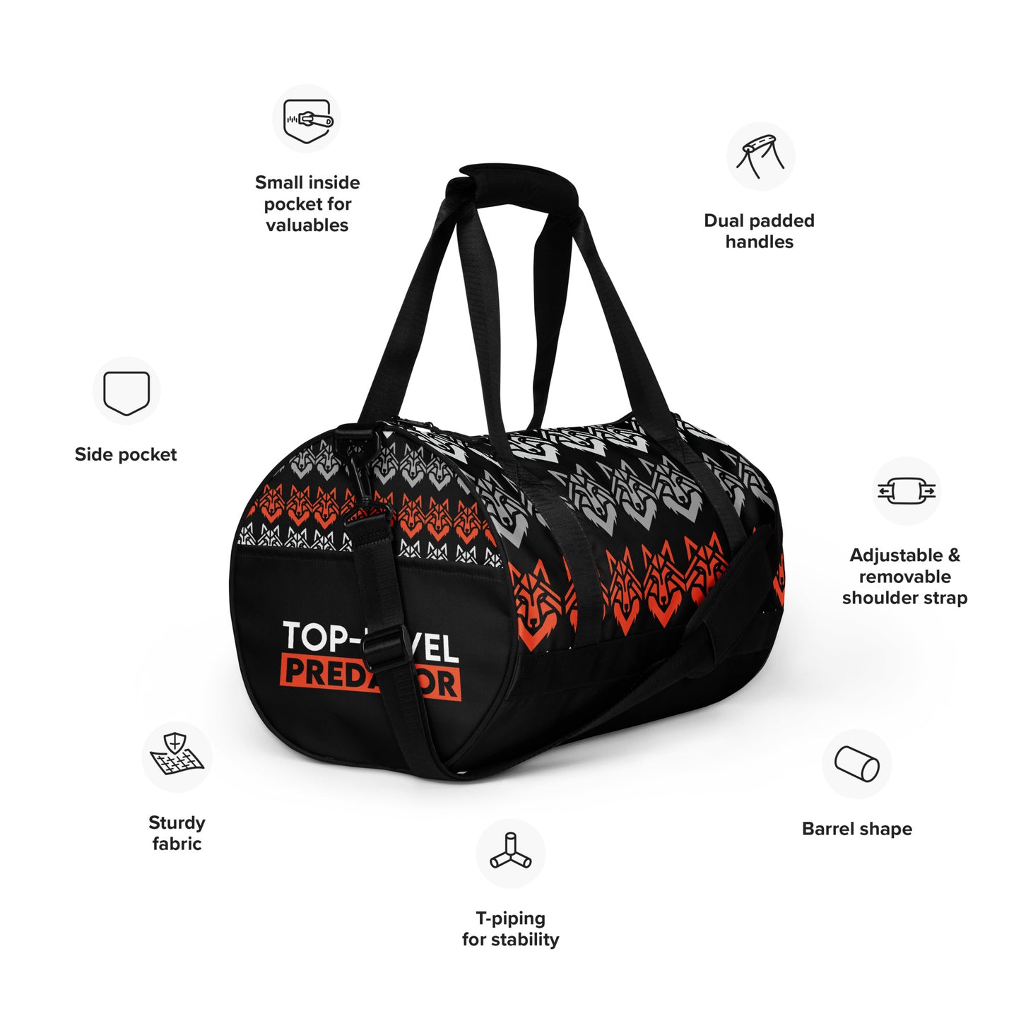 The Wolf Pack Alpha Male Top Predator Wolf gym bag