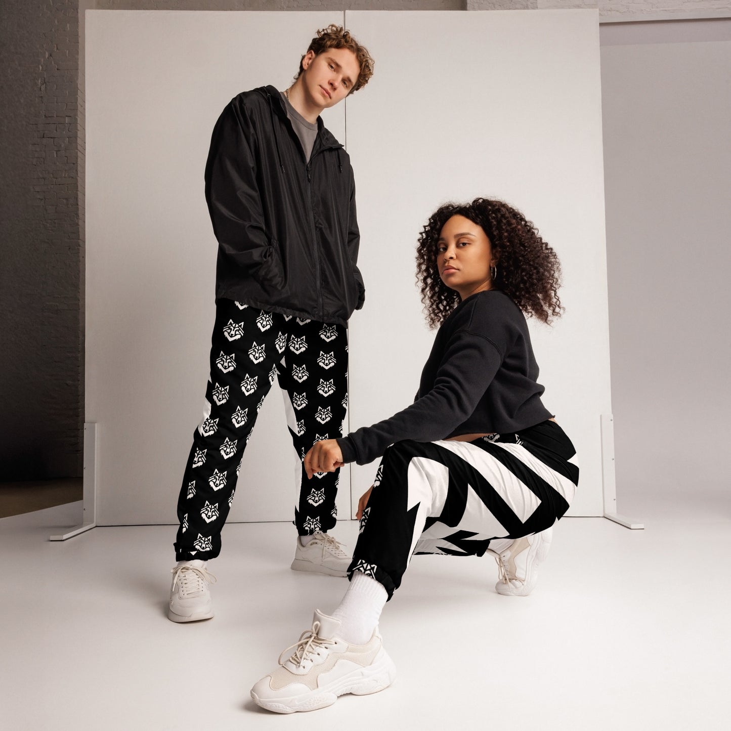 Black White Wolf Unisex track pants