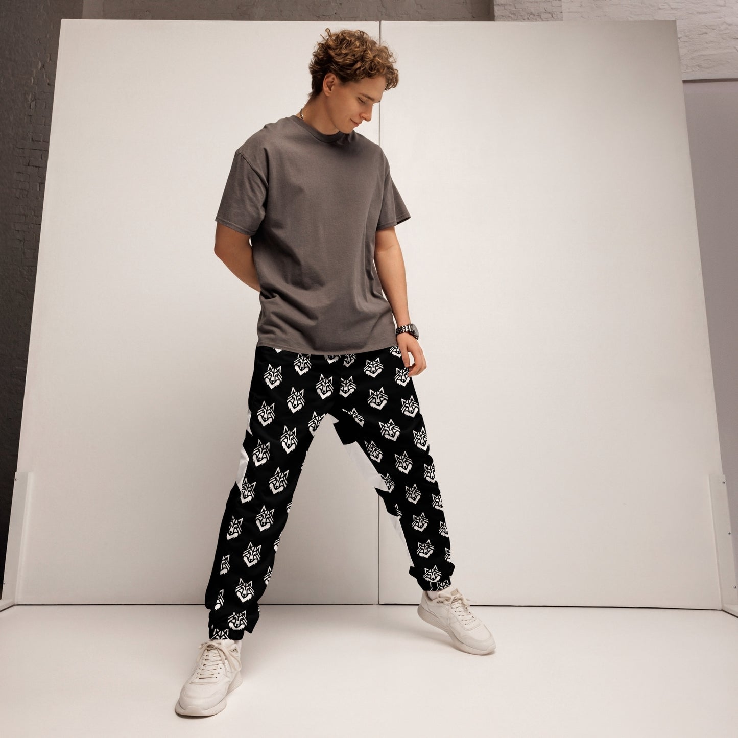 Black White Wolf Unisex track pants