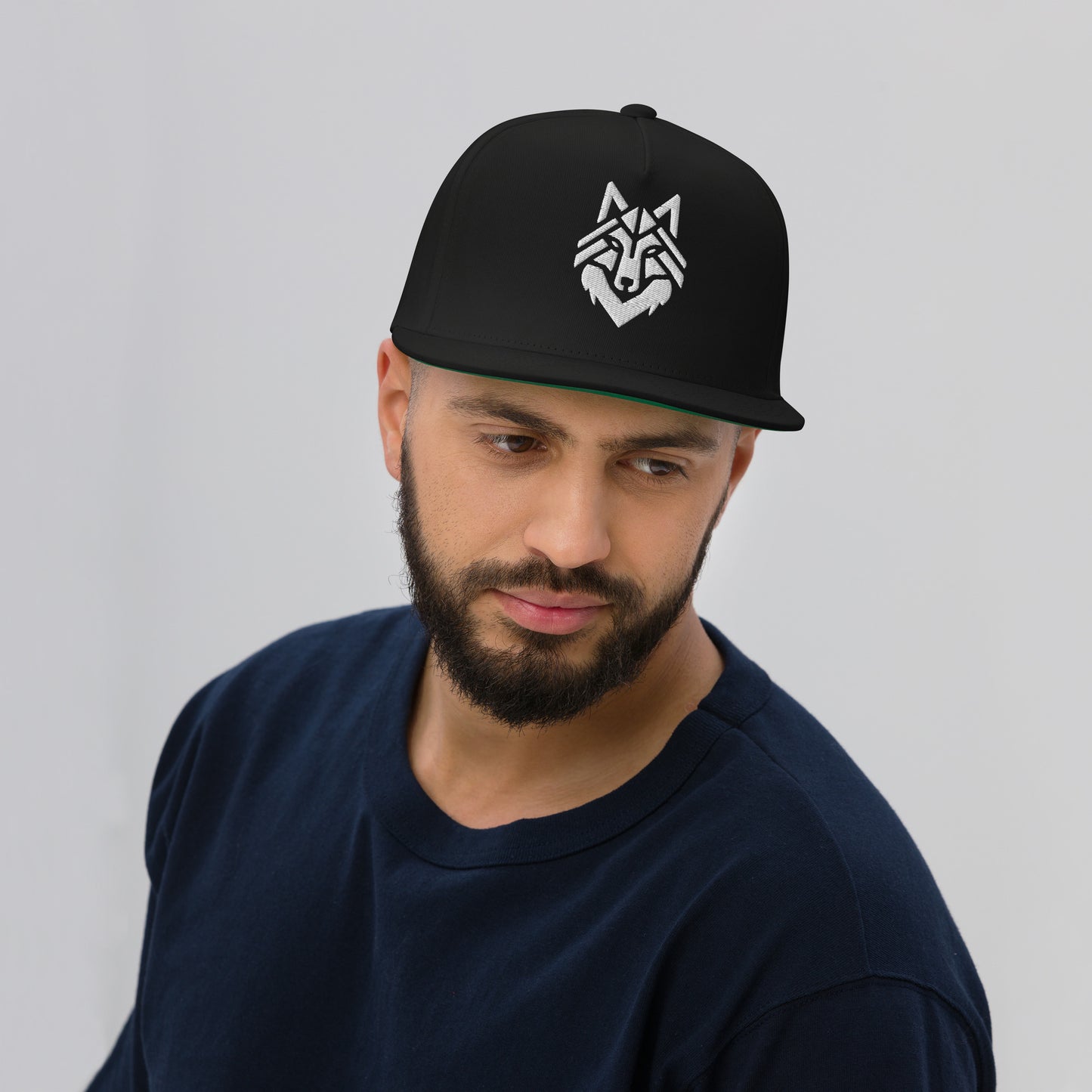 Old School White Logo Flat Bill Cap