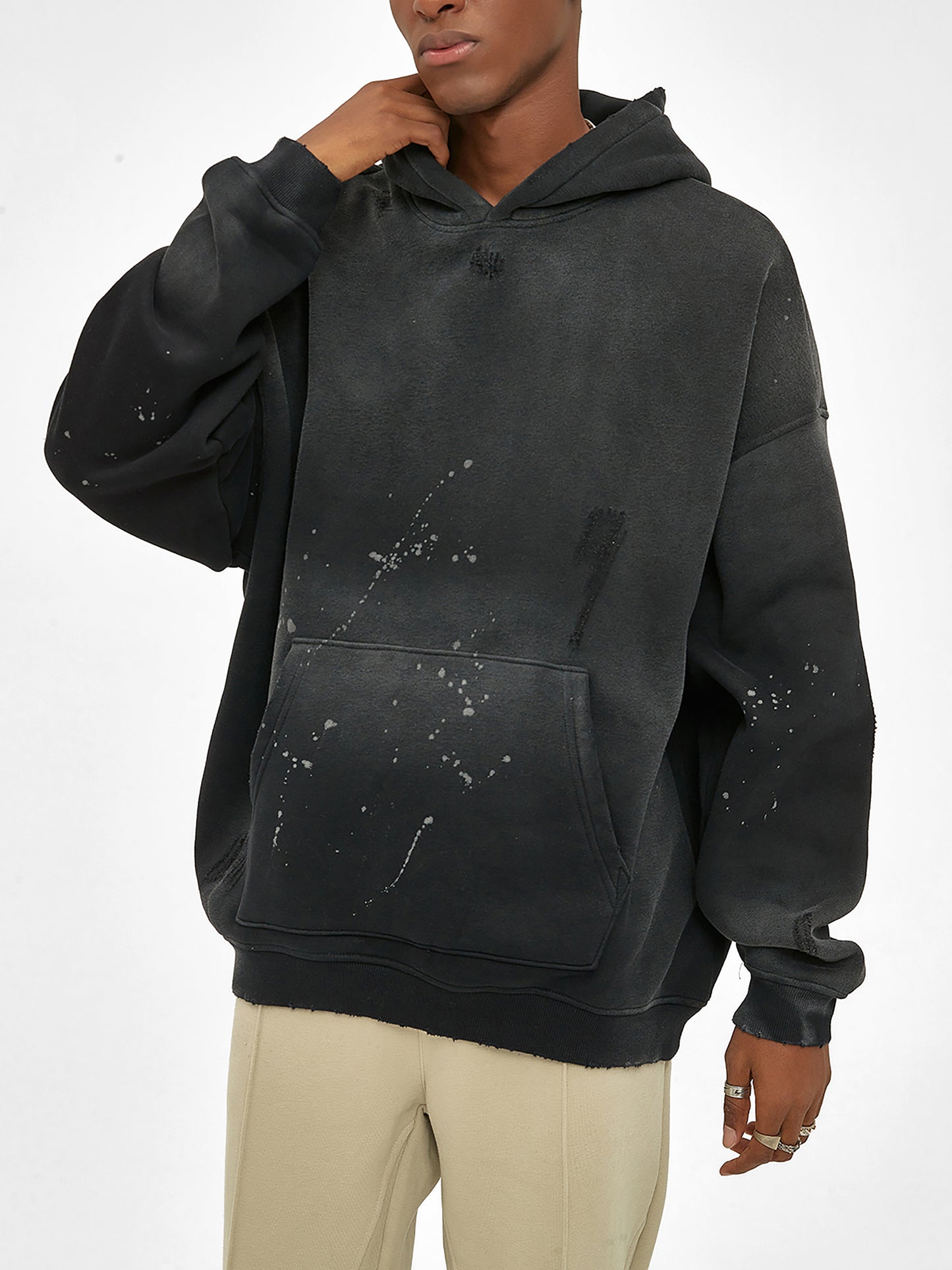 Wild WOlf - Vintage Wash Frayed Fleece Hoodie - 360 GSM