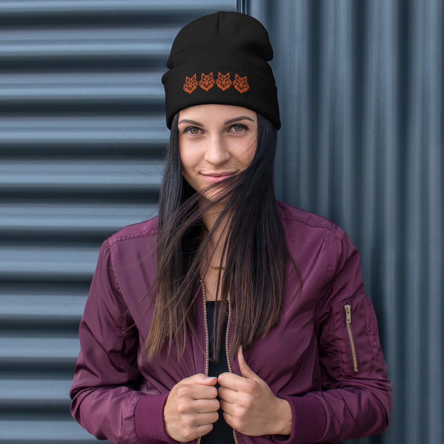 The Wolf Pack Face Embroidered Beanie