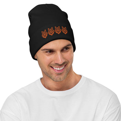 The Wolf Pack Face Embroidered Beanie