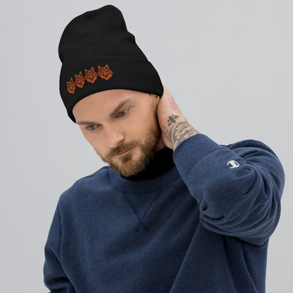 The Wolf Pack Face Embroidered Beanie