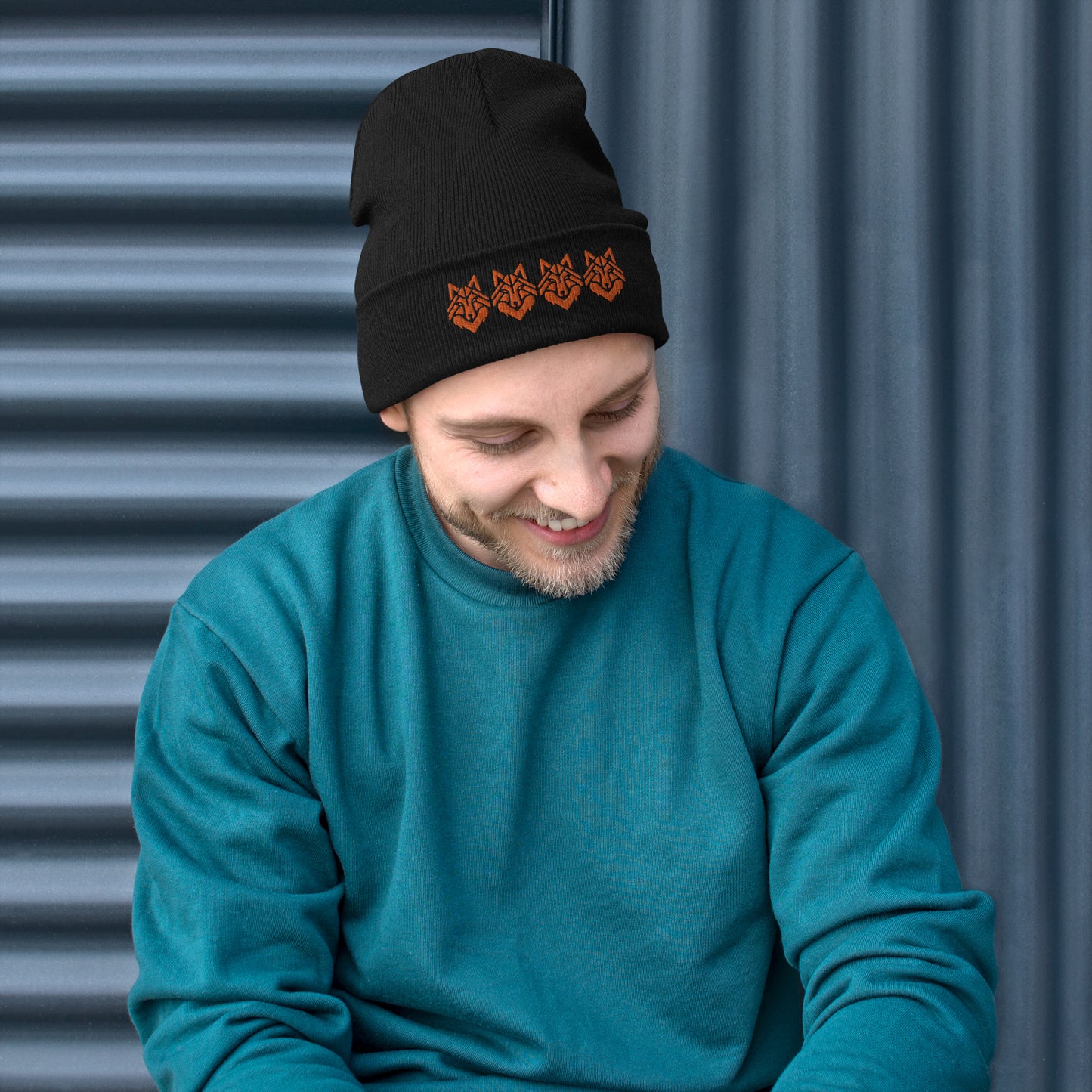 The Wolf Pack Face Embroidered Beanie