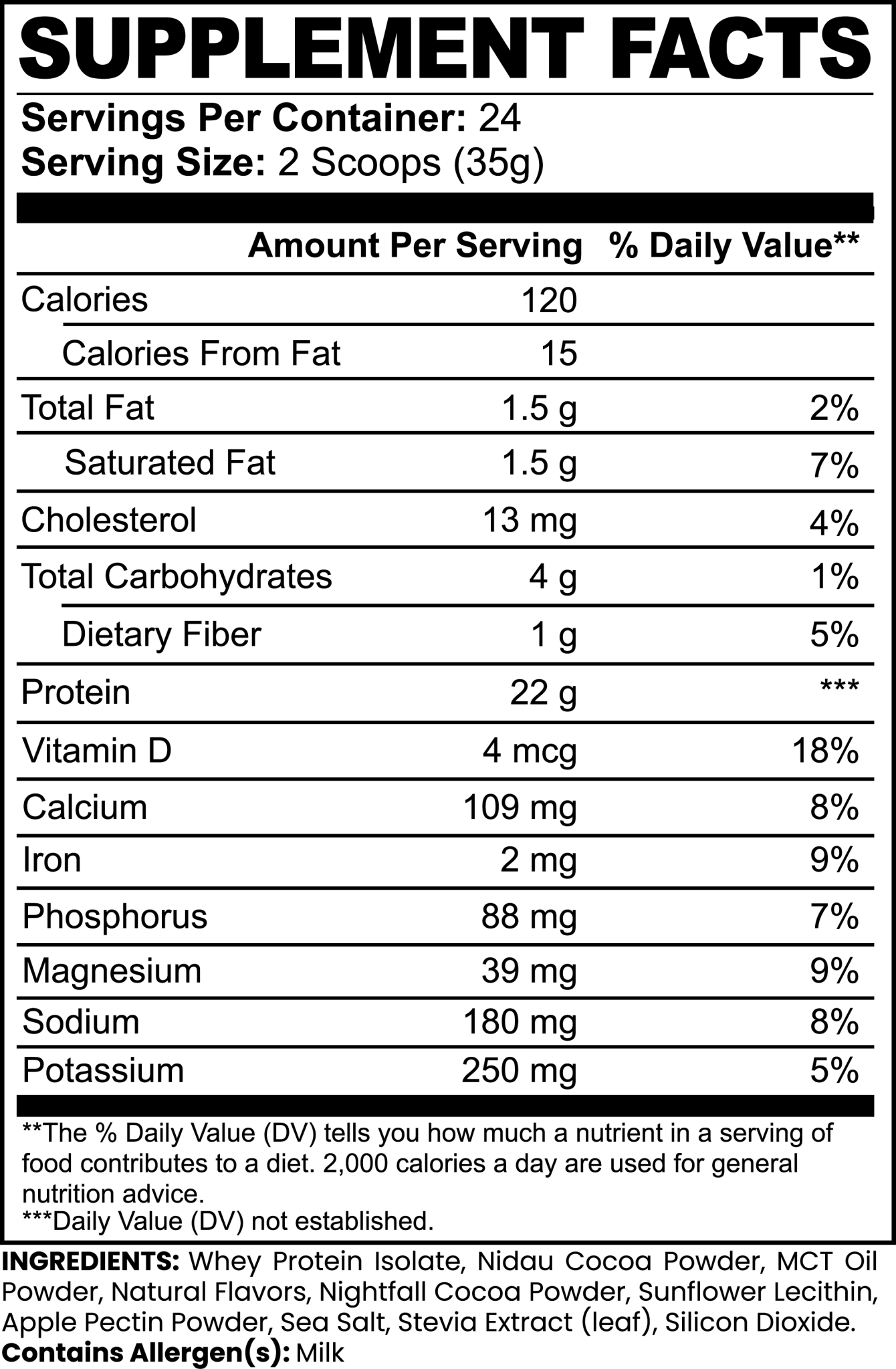 Nightfall Chocolate Whey Protein Isolate - Wild Wolf Nutrition