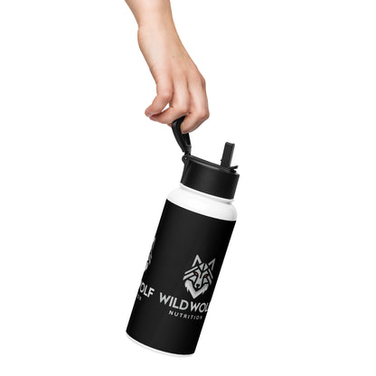 Black Stainless steel water bottle with a straw lid