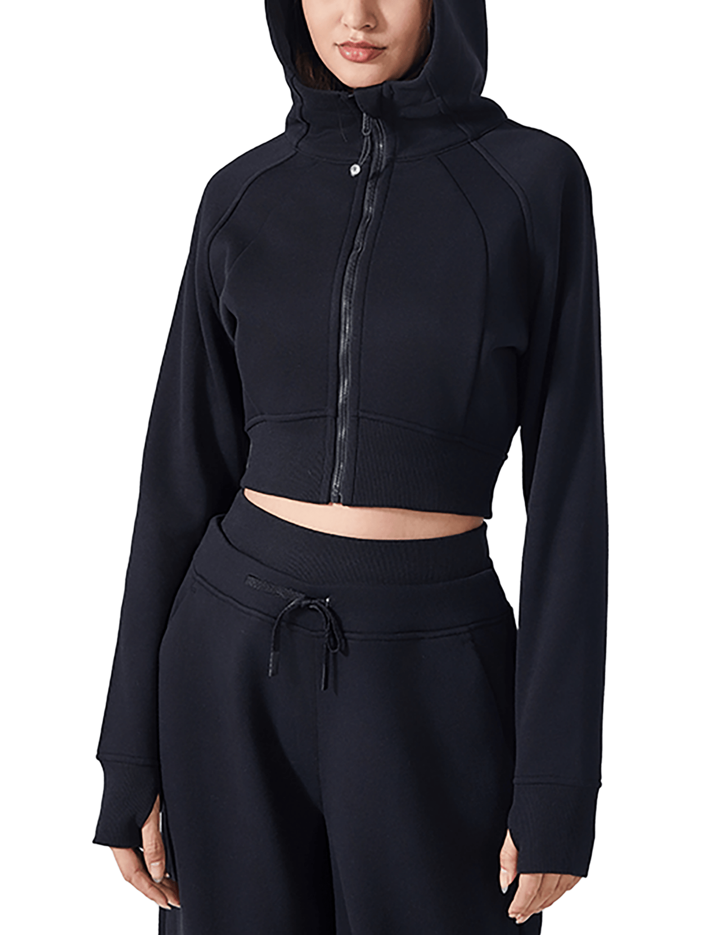 Women's Cropped Zip - Through Hoodie - Wild Wolf Nutrition