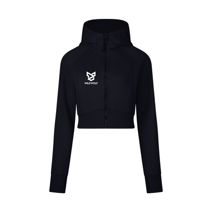 Women's Cropped Zip - Through Hoodie - Wild Wolf Nutrition