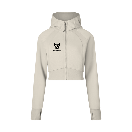 Women's Cropped Zip - Through Hoodie - Wild Wolf Nutrition